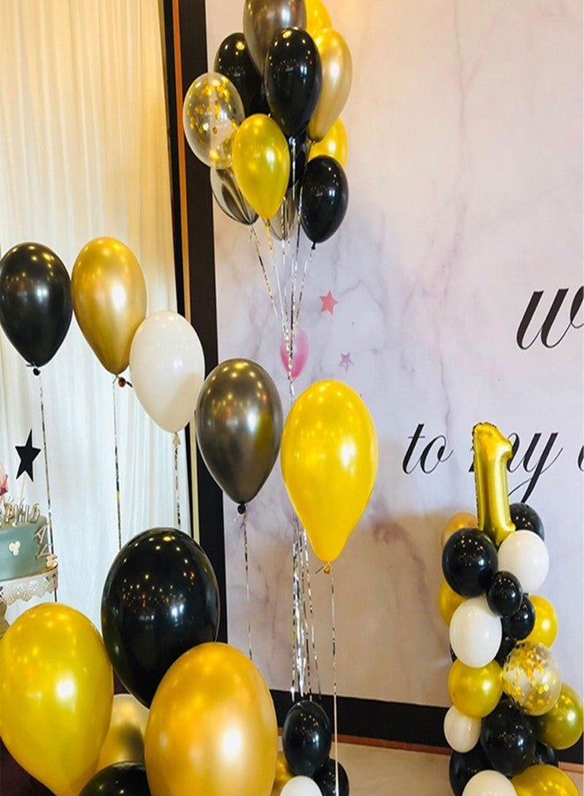 Aimto Yellow Black Balloons, Yellow and Black Confetti Latex Balloon for Party Decorations,12 Inch,Pack of 50 - Image 3