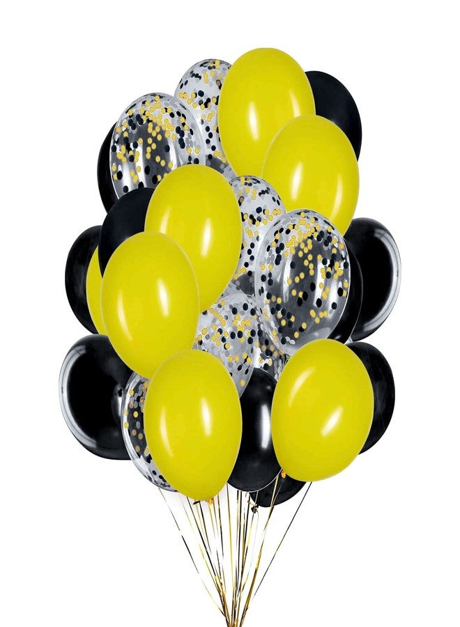 Aimto Yellow Black Balloons, Yellow and Black Confetti Latex Balloon for Party Decorations,12 Inch,Pack of 50 - Image 1
