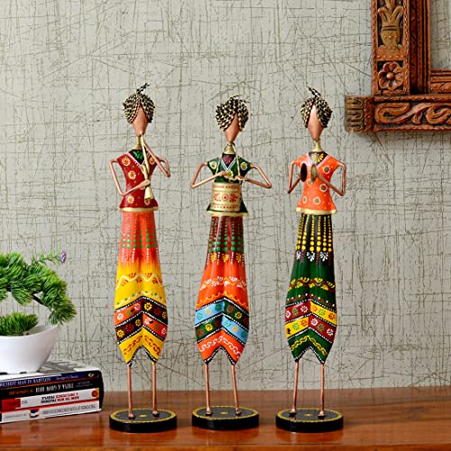Medieval Arts Wrought Iron Hand Painted Musician Showpieces Figurine Statue for Home Decor (Set of 3) (21 Inches) - Image 1