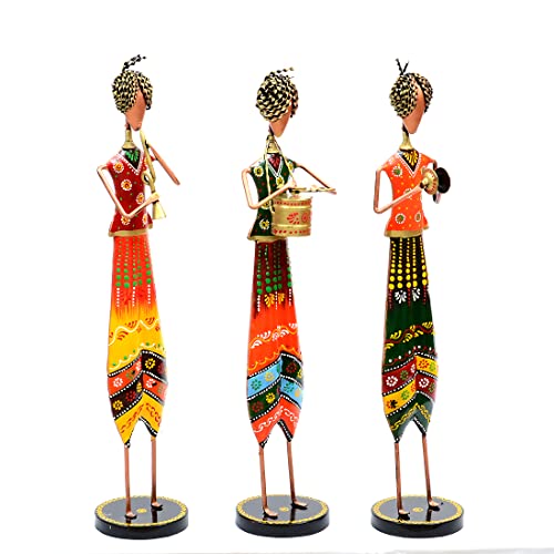 Medieval Arts Wrought Iron Hand Painted Musician Showpieces Figurine Statue for Home Decor (Set of 3) (21 Inches) - Image 2