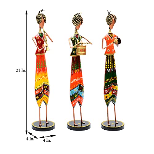 Medieval Arts Wrought Iron Hand Painted Musician Showpieces Figurine Statue for Home Decor (Set of 3) (21 Inches) - Image 4