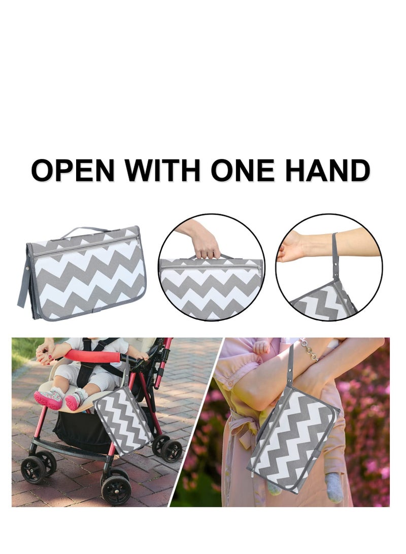 Portable Baby Diaper Changing Pad and Travel Bag, Waterproof Changing Mat for On-the-Go, Ideal Baby Shower Gift in Grey Wave - Image 5
