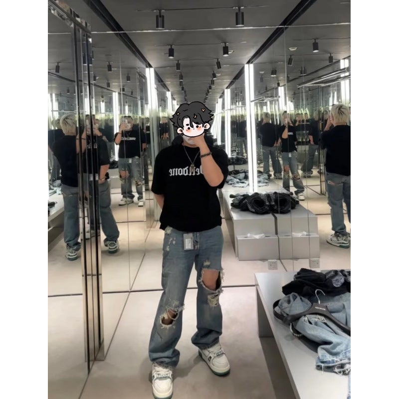 Unisex Classic Denim Jeans Loose Fit Daily Outdoor Wear - Image 1