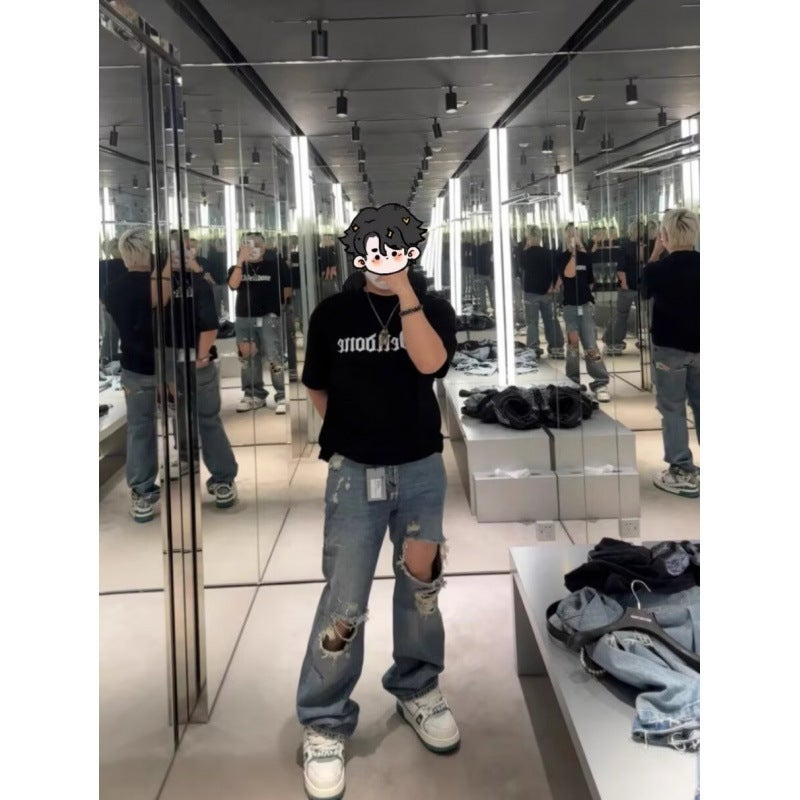 Unisex Classic Denim Jeans Loose Fit Daily Outdoor Wear - Image 3