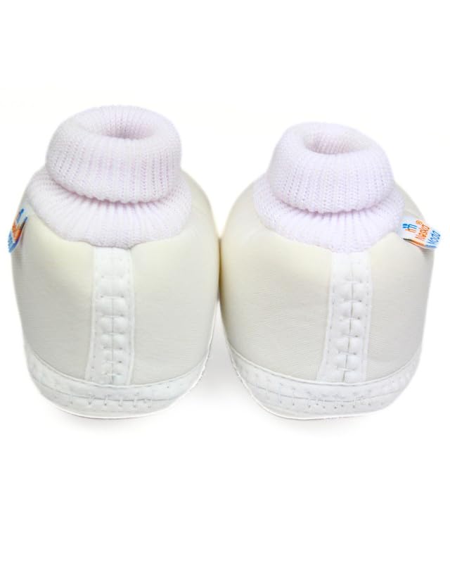 Neska Moda 6 To 12 Months Baby Boys & Baby Girls Cotton Butterfly Face Slip-On Booties-(White)-BT2145 - Image 3