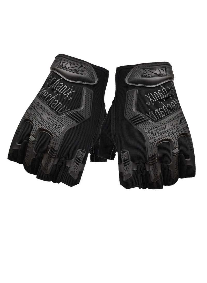 Generic Unisex Anti-Slip Tactical Mittens Impact Protection Half Finger Gloves Sport Utility Fingerless Gloves, Black - Image 1