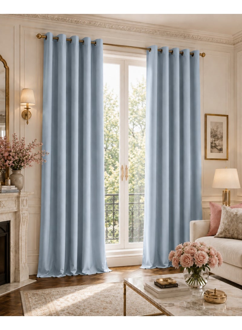 Amali Regal Dimout curtains with 16 Grommets in 2 panels Size (W132 x L 274cm) for living room Decor or bedroom window noise reduction and light blocking - Image 1