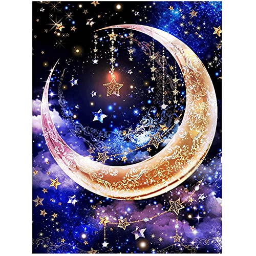 KTHOFCY 5D DIY Diamond Painting Kits for Adults Kids Star Moon Full Drill Embroidery Cross Stitch Crystal Rhinestone Paintings Pictures Arts Wall Decor Painting Dots Kits 15.7X11.8 in - Image 1