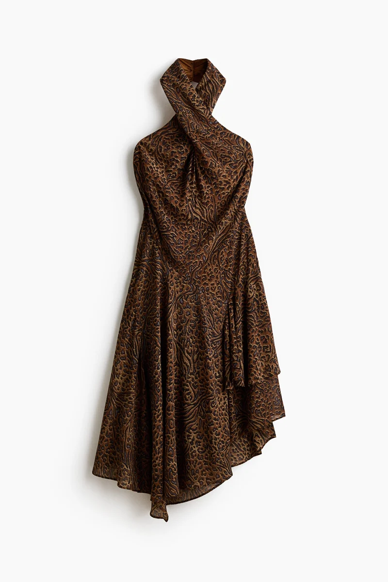 Asymmetric halterneck dress