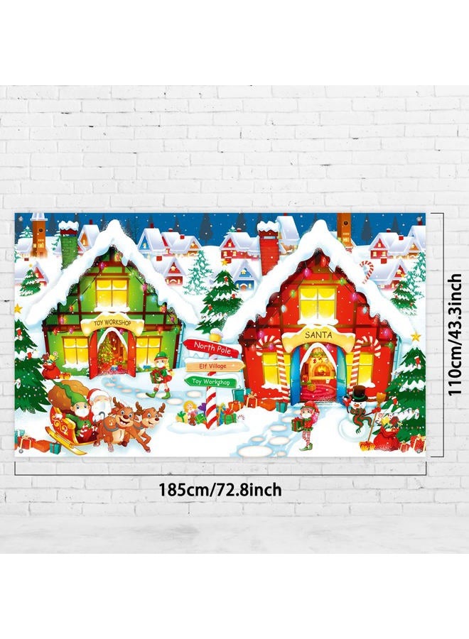 Sumind Christmas Decoration Supplies, Extra Large North Pole Backdrop Christmas Scene Wall Banner Fabric Santa Village Photo Background for 2025 Holiday Decoration - Image 2