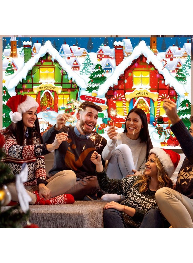 Sumind Christmas Decoration Supplies, Extra Large North Pole Backdrop Christmas Scene Wall Banner Fabric Santa Village Photo Background for 2025 Holiday Decoration - Image 4