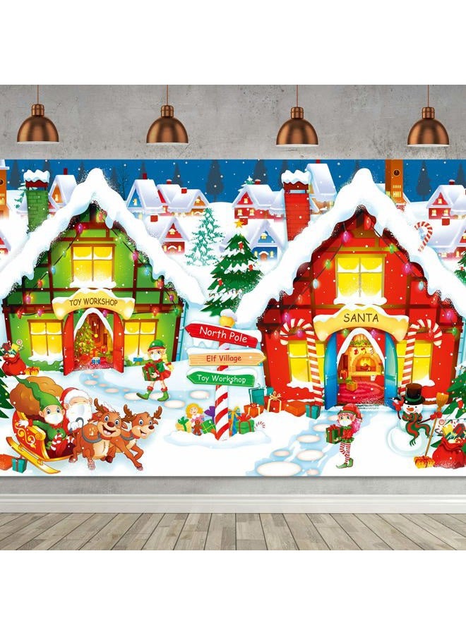 Sumind Christmas Decoration Supplies, Extra Large North Pole Backdrop Christmas Scene Wall Banner Fabric Santa Village Photo Background for 2025 Holiday Decoration - Image 1