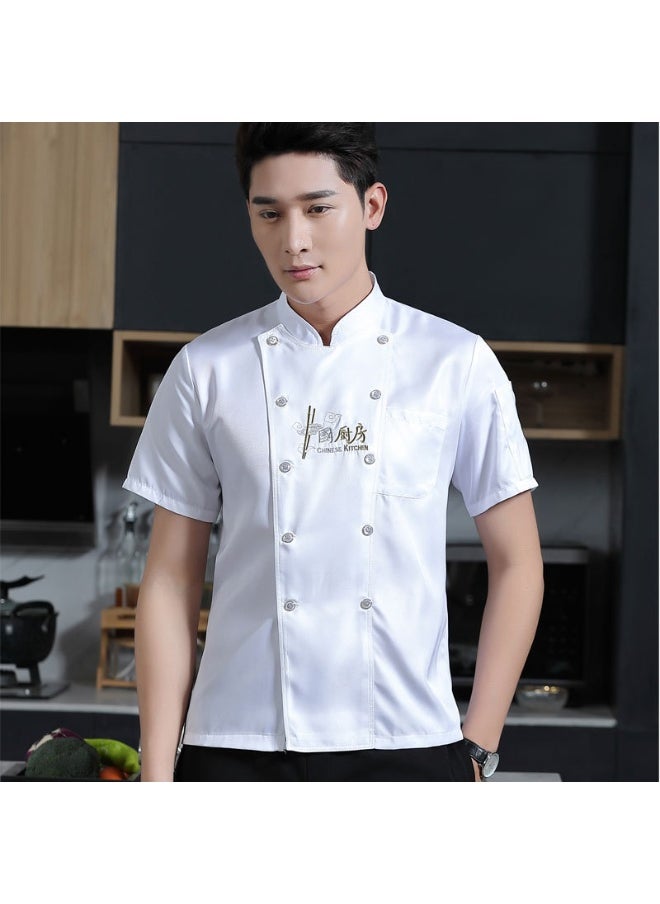 NIBEMINENT Professional Short Sleeve Chef Jacket for Food Service Industry Restaurant Uniform Chef Uniform Chef Coat  - Image 1