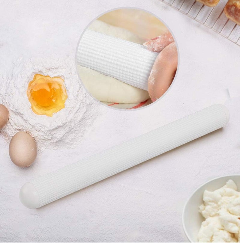 klarako Rolling Pin - Non-Pastry Embossed Stick Roller for Dough Dumpling Cake Bread for Home Kitchen - White - Image 3