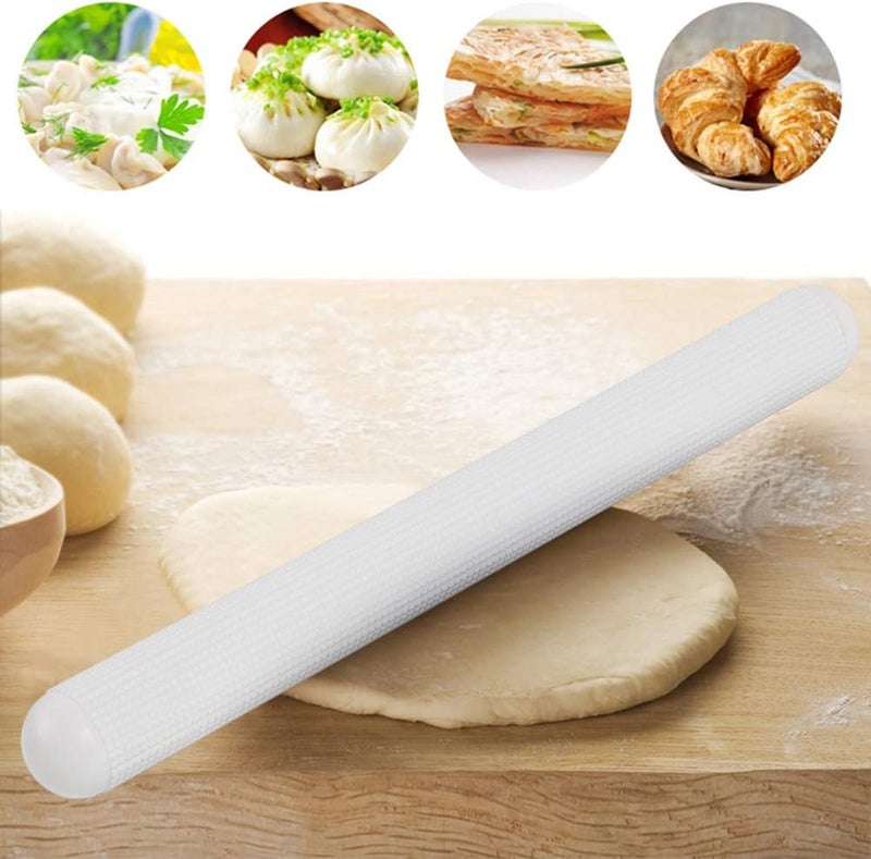 klarako Rolling Pin - Non-Pastry Embossed Stick Roller for Dough Dumpling Cake Bread for Home Kitchen - White - Image 2