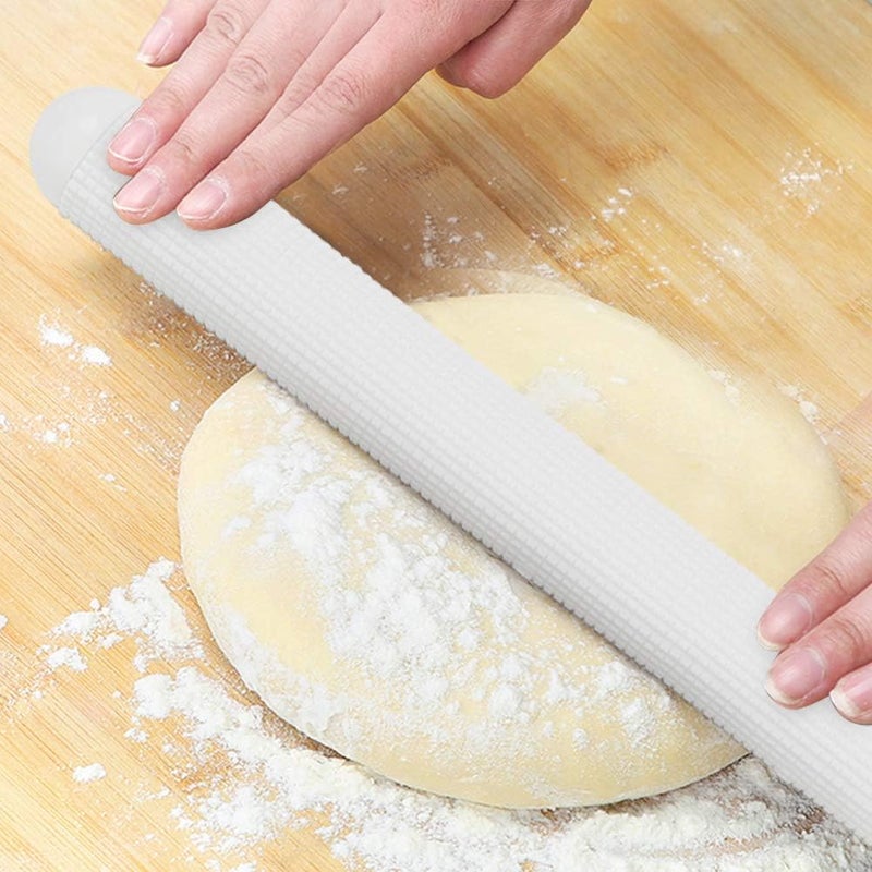 klarako Rolling Pin - Non-Pastry Embossed Stick Roller for Dough Dumpling Cake Bread for Home Kitchen - White - Image 4