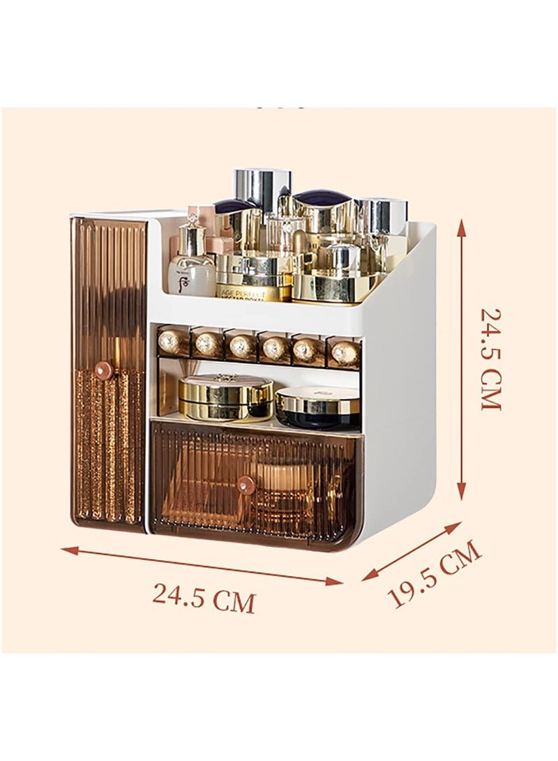 Makeup Organizer, 3 Tier Luxury Countertop Cosmetic Storage Box with Multifunctional Makeup Jewelry Drawer, Desktop Beauty Display Organiser Stand for Lipsticks, Brushes, Lotions  - Image 3