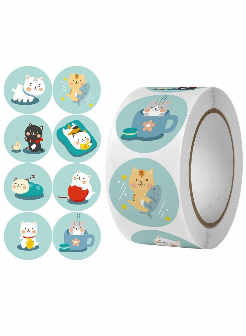 SOLARAE 1000 Pcs Reward Stickers, 1 Inch Kids Cute Cat Seal Stickers, For Teachers, Teaching Schools To Encourage Student Behavior, Motivational Sticker Supplies (2 Rolls) - Image 3