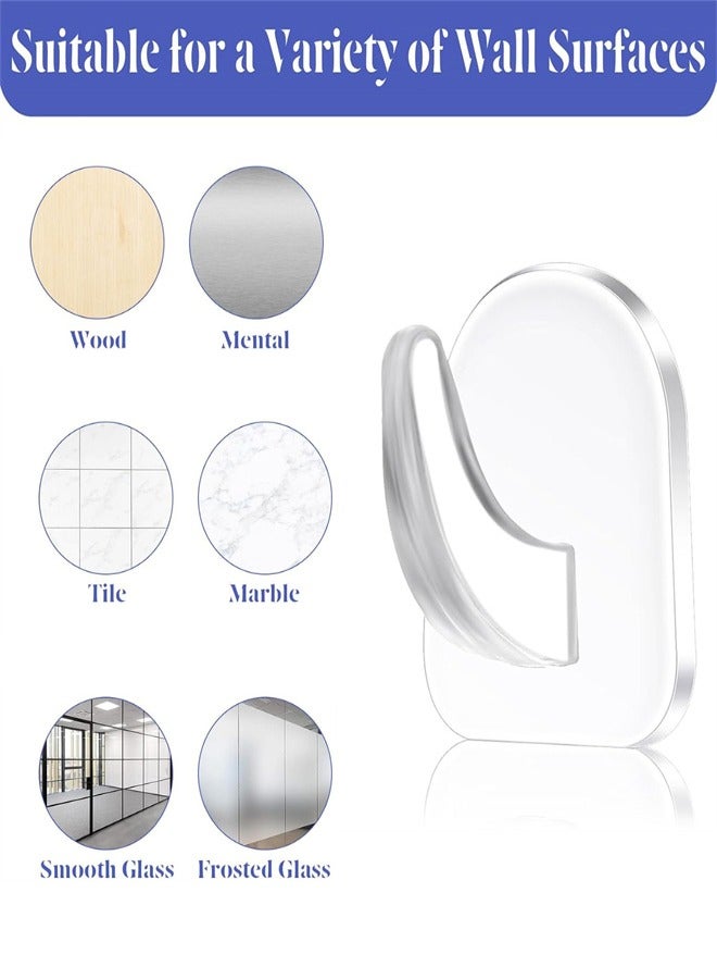 Self-Adhesive Wall Hooks, 20pcs Clear Adhesive Wall Hooks for Hanging Transparent Reusable Heavy Duty Hooks Acrylic Sticky Hangers for Kitchen Bathroom Office  - Image 5