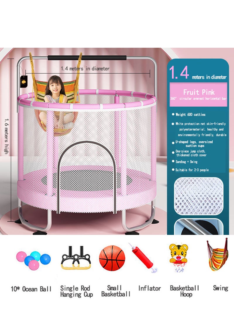 Indoor Home With Guard Net With Horizontal Bar Trampoline Bouncing Bed Safety Enclosure Net Outdoor Trampolines for Kids Adults Recreational Trampolines