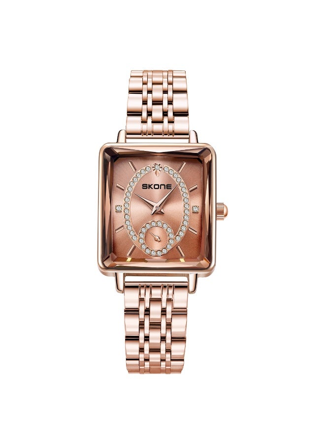 SKONE Fashion Rose Gold Square Ladies' Diamond Set Watch - Image 1