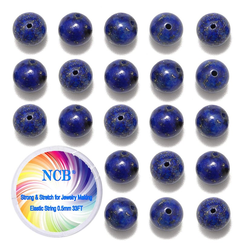 NCB 200PCS 8mm Natural Lapis Lazuli Gemstone Round Spacer Loose Beads for Jewelry Making with Crystal Stretch Cord Lapis Lazuli 8mm 200Beads