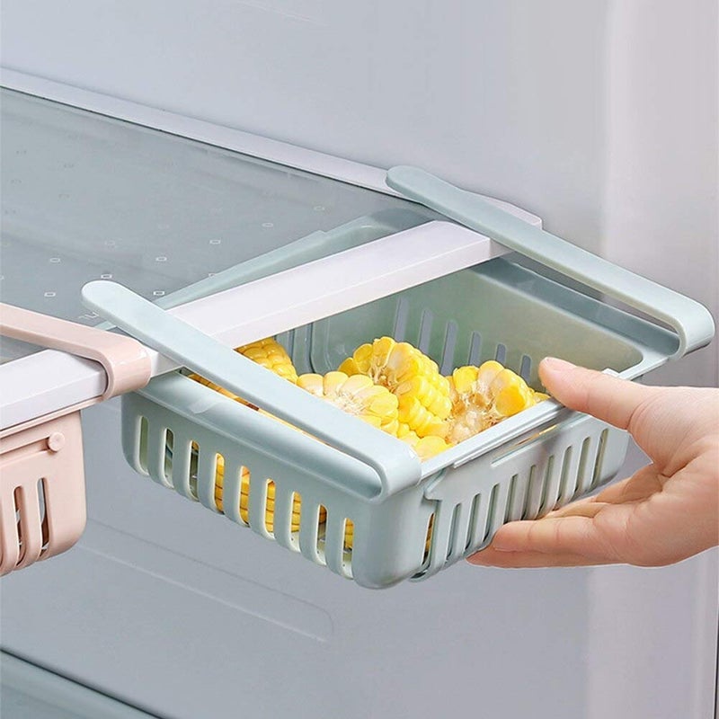 plenzo plenzo 4 Pcs Expandable Adjustable Fridge Storage BasketFridge Magnet Free Under Shelf Fridge Rack Slide  - Image 5