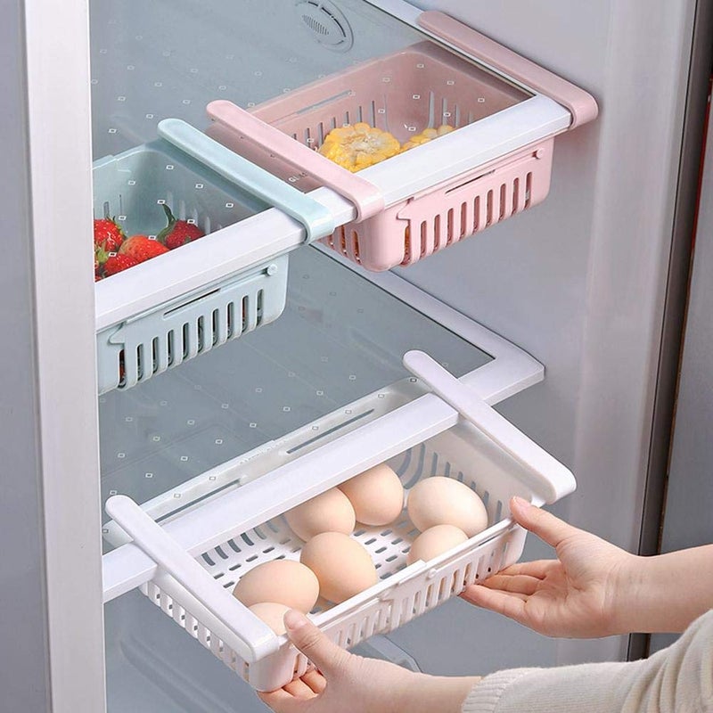 plenzo plenzo 4 Pcs Expandable Adjustable Fridge Storage BasketFridge Magnet Free Under Shelf Fridge Rack Slide  - Image 4
