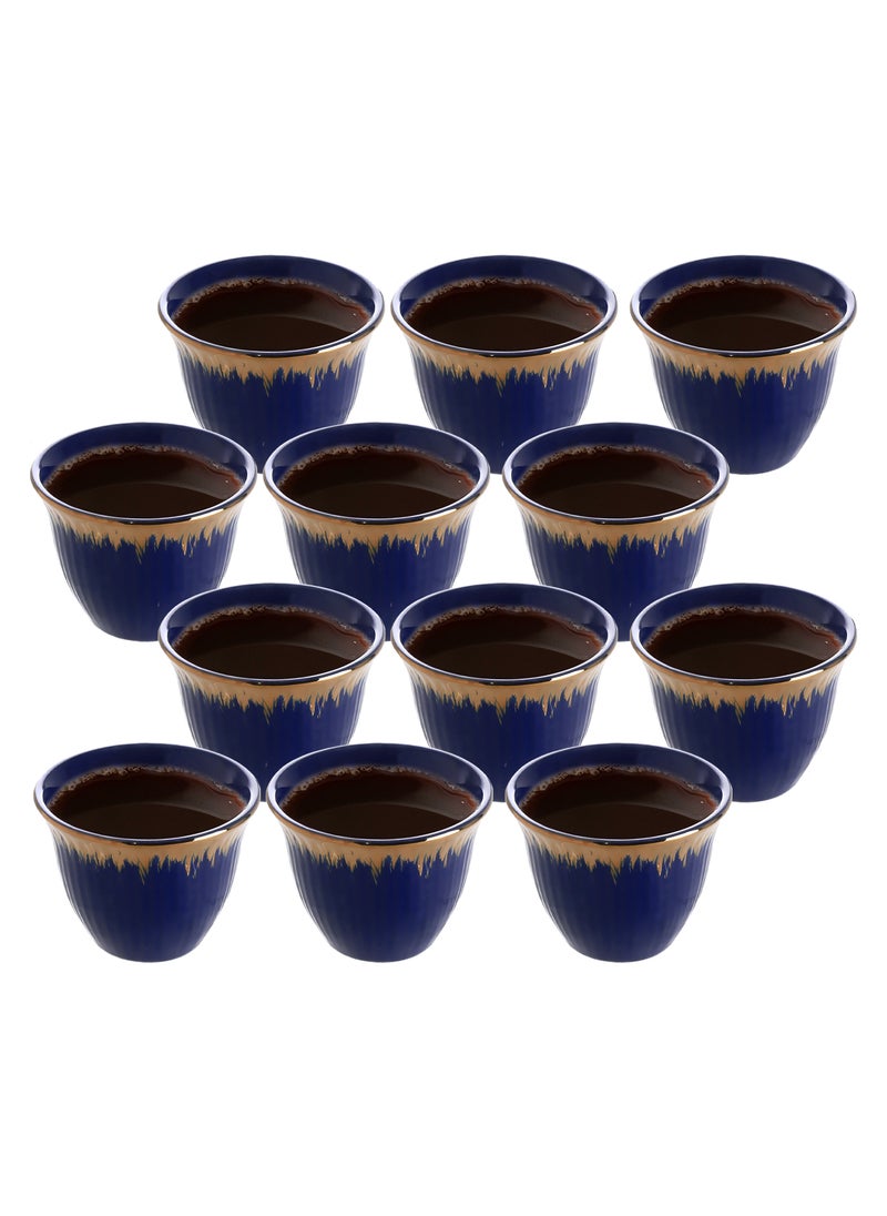 Life Smile - LIFE SMILE Coffee Set Cawa Cups 12 Pieces Set 88ml, Arabic Traditional Bone China Porcelain NON-TOXIC Coffee Cup, Elegant Design espresso cup, Dishwasher Safe (Green & Gold 2) - Image 1