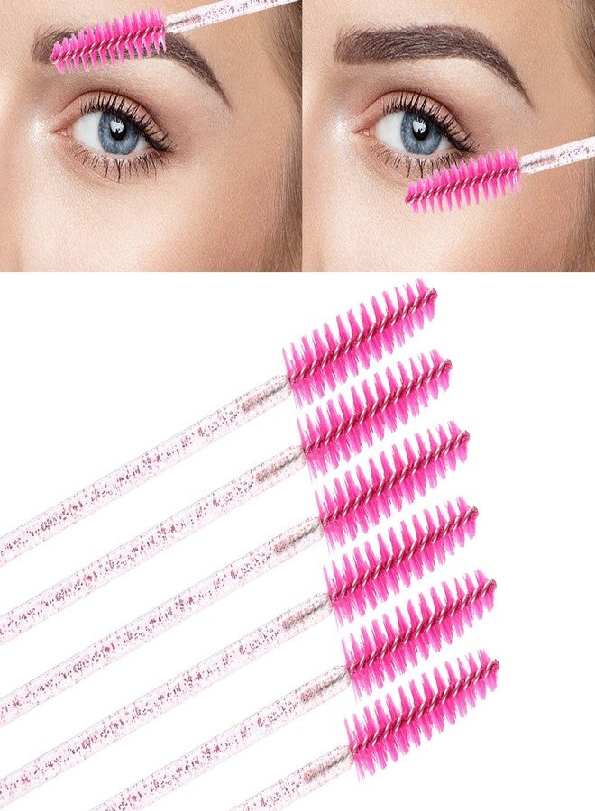 Tbestmax 200 Disposable Mascara Wand and Lipstick Applicator Wands Crystal Lip Gloss Brush Lash Spoolies for Eyelash Extensions (Hotpink) - Image 4
