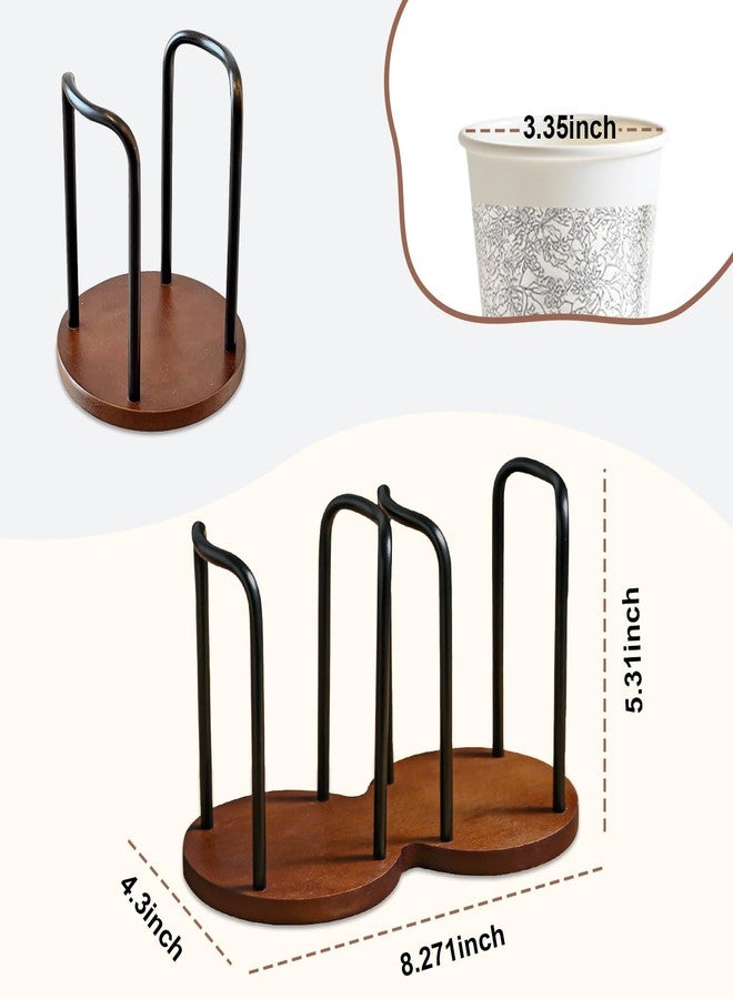 Buysing Wood Bathroom Cup Holder 3oz-12oz, Stylish Walnut Disposable Cup Dispenser, Plastic Mouthwash Cup Storage Organizer for Cups (Under 3.35in Diameter) -Perfect for Office, Kitchen, Gym, School or Cafes - Image 4