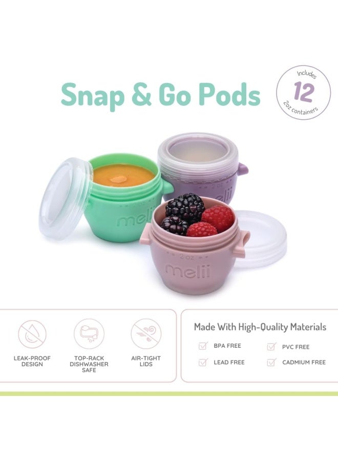 melii Snap & Go Pods - Airtight & Leakproof Baby Food Containers - Baby Food Storage Pods for Effortless Mealtime, 2oz, Set of 12 - Image 2