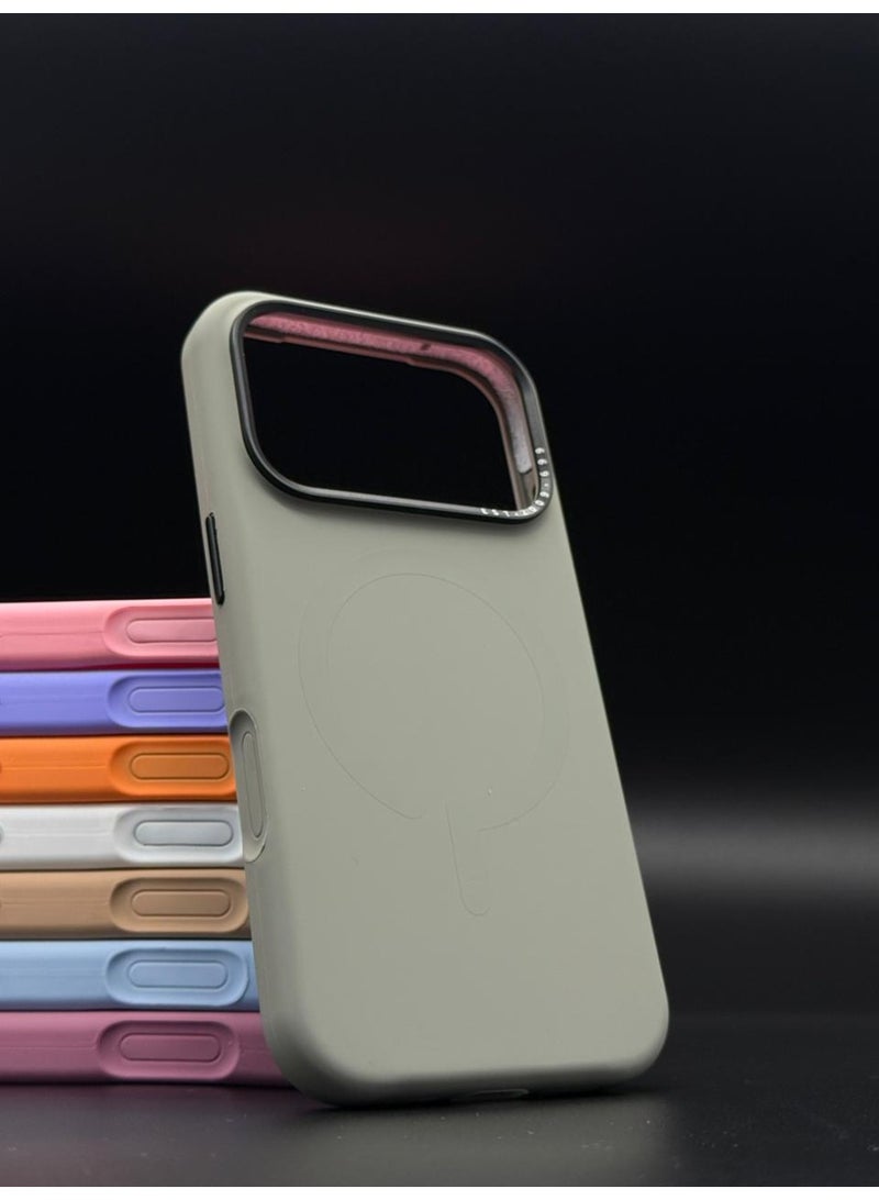 general Premium Silicone MagSafe Case for iPhone 17 Pro Max – Slim, Shockproof, Magnetic Wireless Charging Compatible Protective Cover (Grey) - Image 3