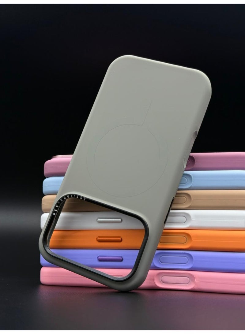 general Premium Silicone MagSafe Case for iPhone 17 Pro Max – Slim, Shockproof, Magnetic Wireless Charging Compatible Protective Cover (Grey) - Image 1