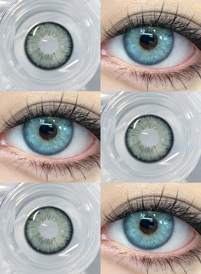 Mill Creek color contact lenses 14.2MM hydrogel lenses can be used for 12 months 1 pair of 2 blue glasses - Image 1
