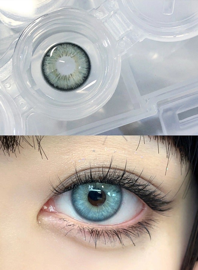 Mill Creek color contact lenses 14.2MM hydrogel lenses can be used for 12 months 1 pair of 2 blue glasses - Image 2