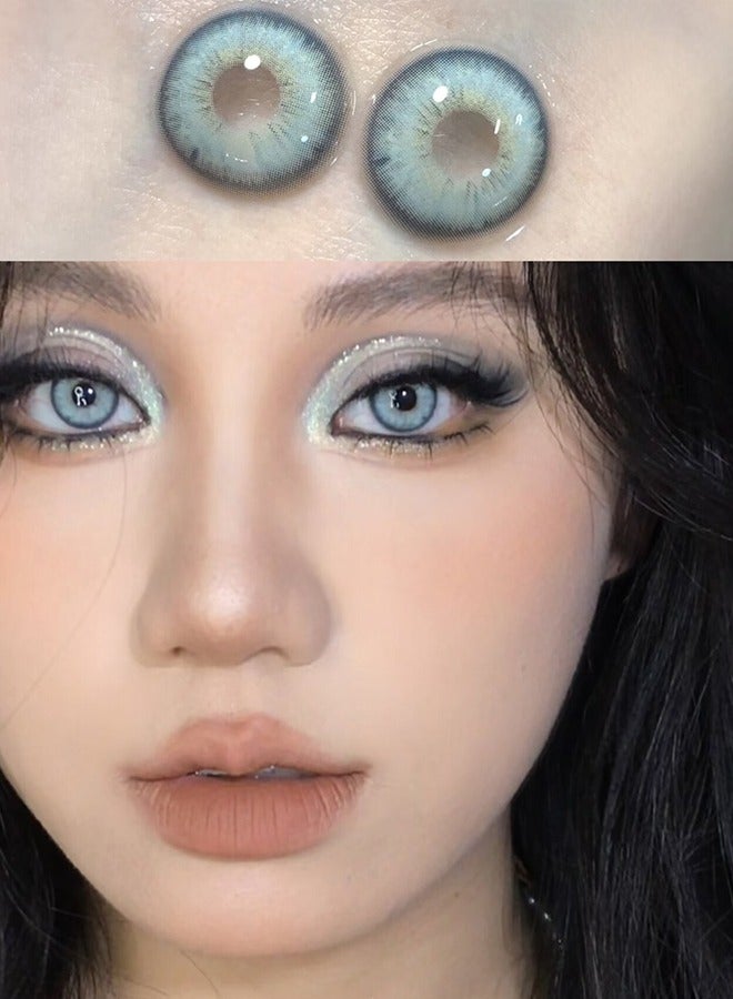 Mill Creek color contact lenses 14.2MM hydrogel lenses can be used for 12 months 1 pair of 2 blue glasses - Image 3