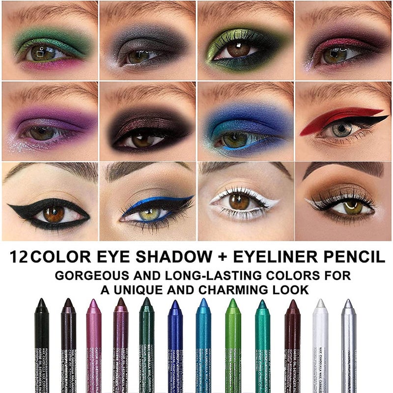evpct 6Pcs Blue Colored Glitter Eyeliner Pencils Set,Dark Light Blue Green Purple Red Pink Metallic Colorful Liquid Eye Liner Set Women Waterproof - Image 3