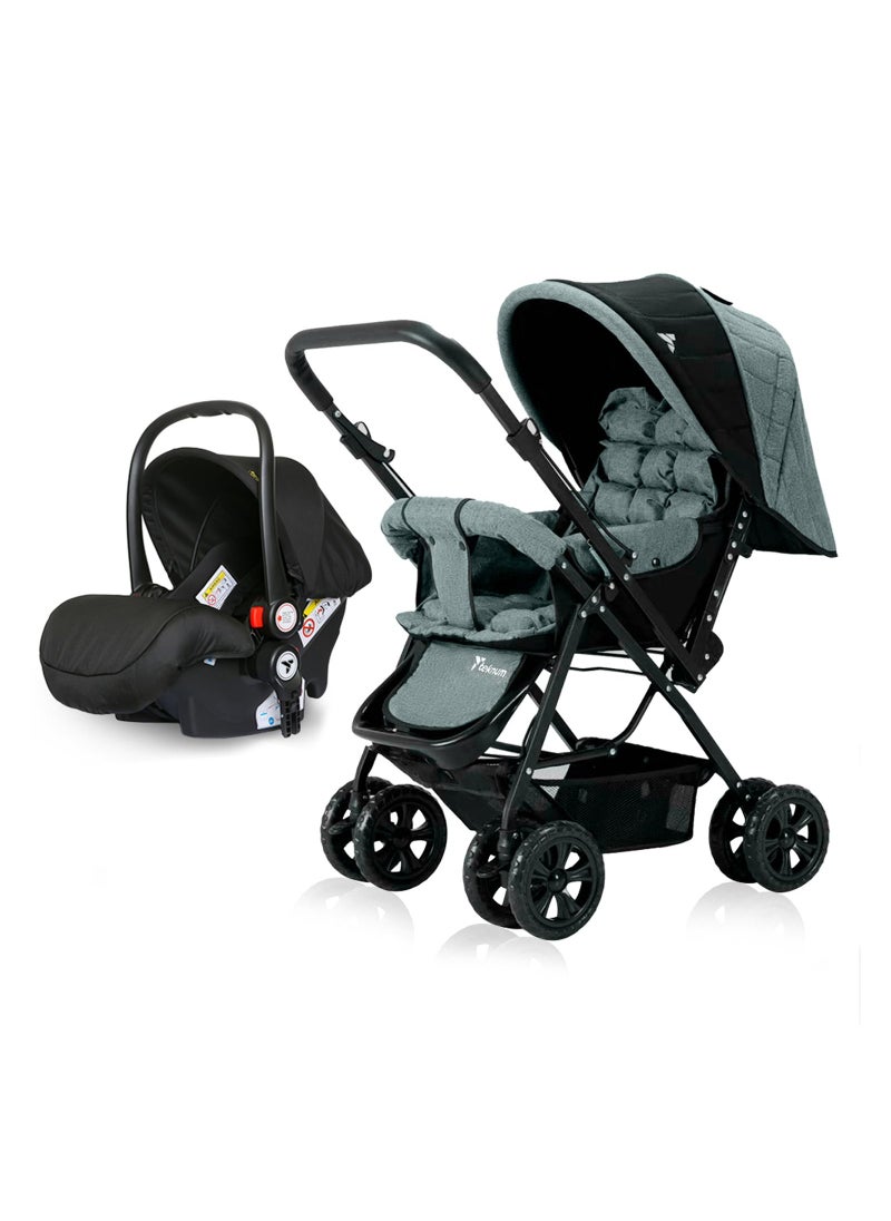 TEKNUM Reversible Baby Travel System With Ergonomically Designed Baby Car Seat - Dark Grey  - Image 1