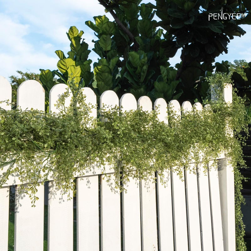 PENGYEE 6 Pack 5.57ft Artificial Greenery Garland for Table, Faux Leaf Garland for Room Decor, Green Garlands for Decoration, Fake Vines Hanging Plants for Home Bedroom Garden Wall Wedding Decor-039 - Image 2