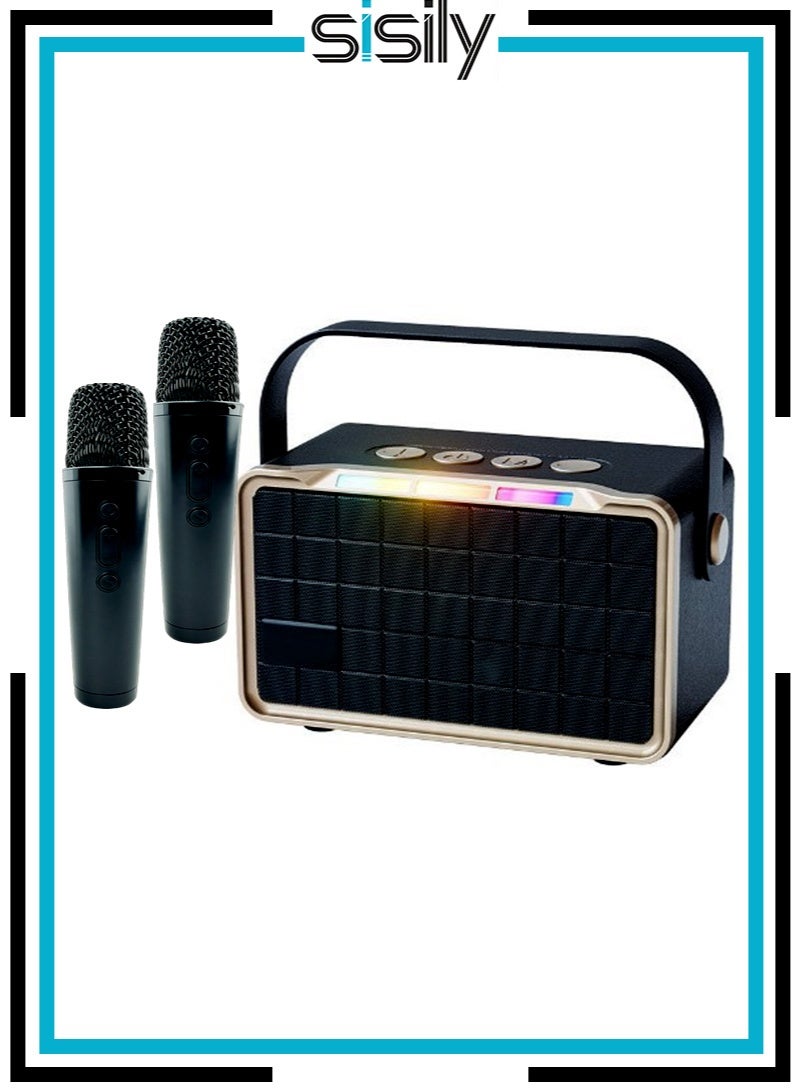 سيسلي مكبرات صوت كاريوكي - مكبر صوت كاريوكي محمول بلوتوث مع ميكروفون، إضاءة RGB ملونة، مكبر صوت ستيريو محمول خارجي - Image 1