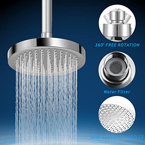 Nuodan High Pressure Rain Shower Head with 11'' Extension Arm - High Flow Rainfall Showerhead - Luxury Modern Look - Pressure Boosting(Round, Chrome) - Image 4