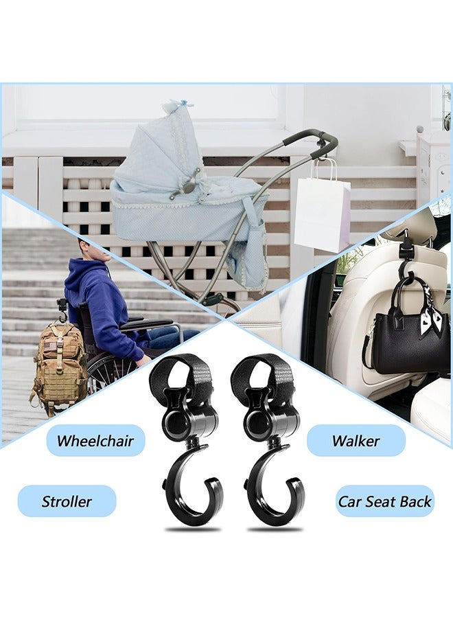 4 PCS 360° Rotation Multipurpose Stroller Hooks for Hanging Diaper Bags, Baby Stroller Wheelchair Hanger Clip Accessories - Image 5