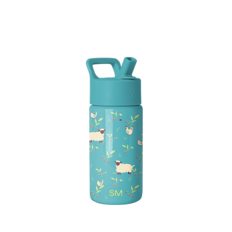 Simple Modern زجاجة ماء بسيطة عصرية للأطفال مع غطاء قشة 14oz معزولة من الفولاذ المقاوم للصدأ، كوب للأطفال مقاوم للانسكاب للأطفال في المدرسة للفتيات والفتيان، Summit Sheeps Strawberries - Image 2