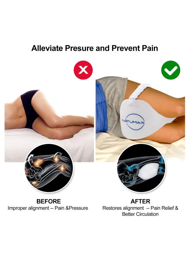 NATUMAX Knee Pillow for Side Sleepers - Sciatica Pain Relief - Back Pain, Leg Pain, Pregnancy, Hip and Joint Pain Memory Foam Leg Pillow + Free Sleep Mask and Ear Plugs - White - Image 3