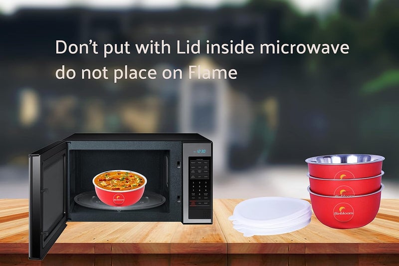 FLIXBLOOM FLIXBLOOM Perfect Combo Microwave Bowl Sets Serving Bowl Flora Stainless Steel Serving Bowls Microwave Oven Bowl Kitchen Accessories Items Kitchen Storage Gift Sets Purple 4 Pcs  - Image 2