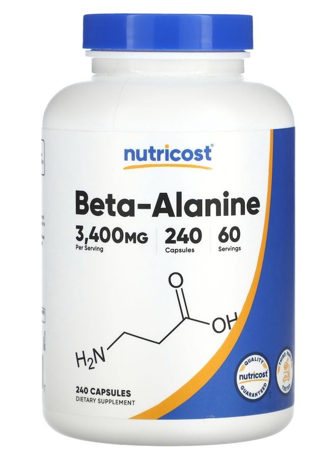 Nutricost Beta-Alanine 3400 mg 240 Capsules (850 mg per Capsule)