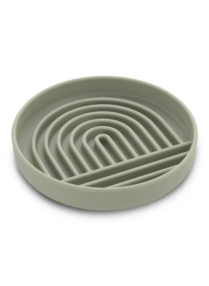 KASTWAVE Silicone Slow Food Dog Bowls, Puzzle Pet Food Bowl Bloat Stop Anti Gulping Nonslip with Suction Cups, Slow Down Pet Eating Speed for Small Medium Dogs, Green - Image 1
