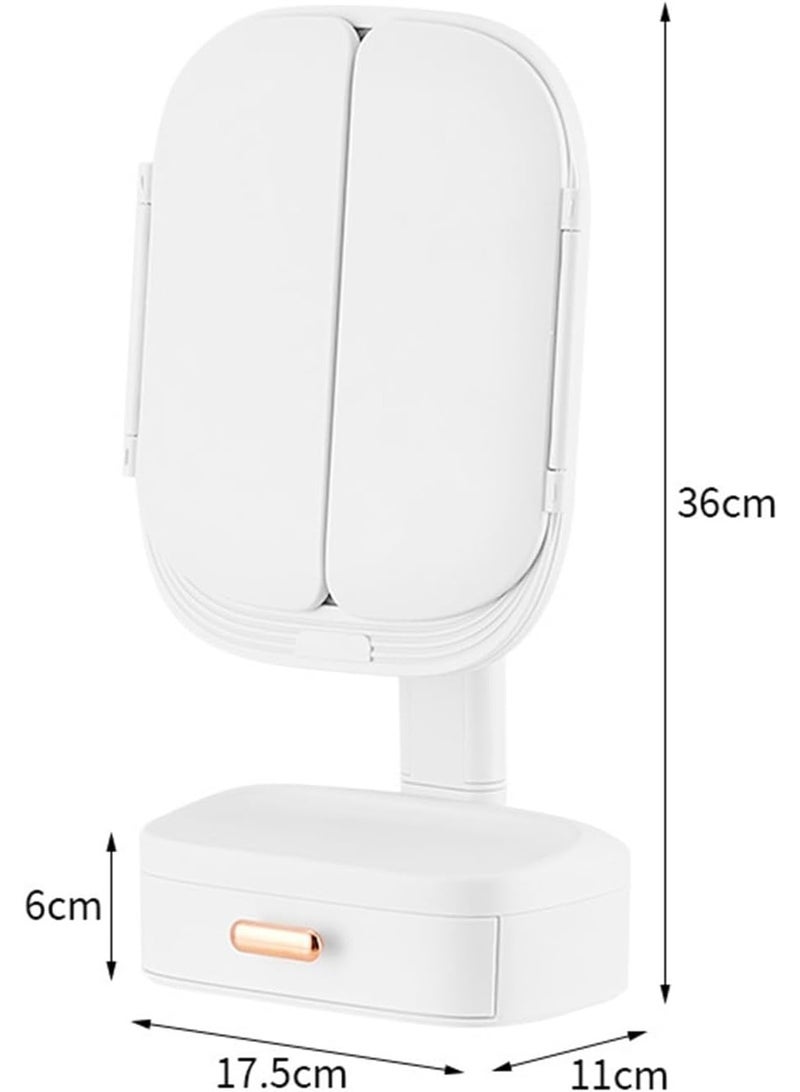 إلترازون Tri-Fold Makeup Mirror with Lights – Adjustable Touch Screen Vanity Mirror, 3 Panels Magnifying LED Mirror with Dual Power, Portable Folding Tabletop Dressing Mirror for Makeup & Skincare - Image 2