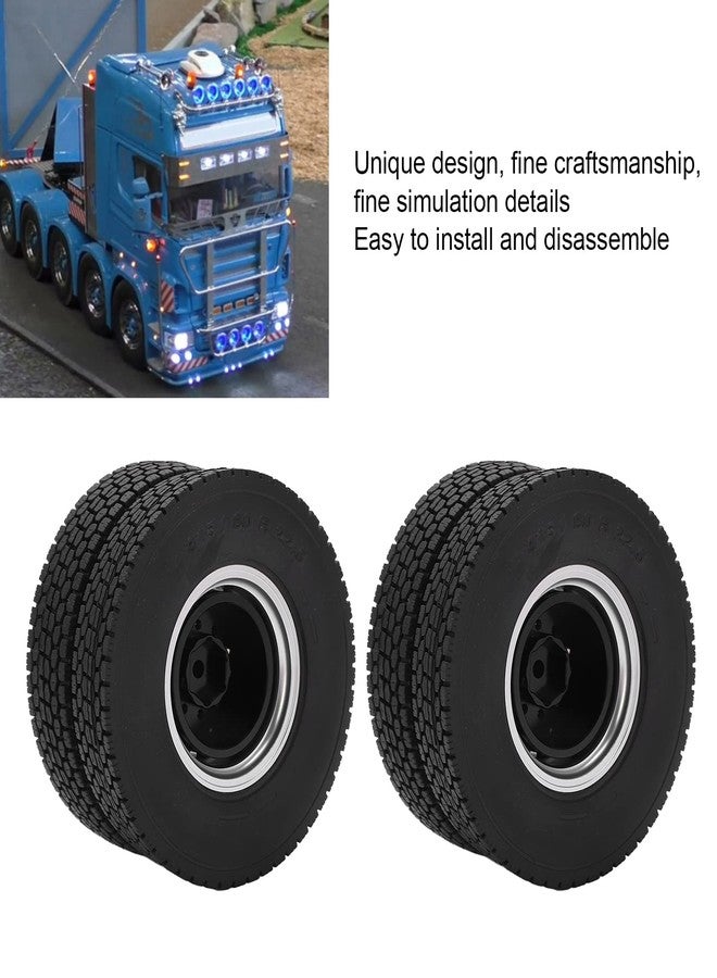 Dilwe RC Car Rear Tires,2pcs Rubber Tires RC Vehicle Wheels Upgrade Accessories Aluminum Alloy Rear Tires for 1/14 Trailer Truck - Image 3